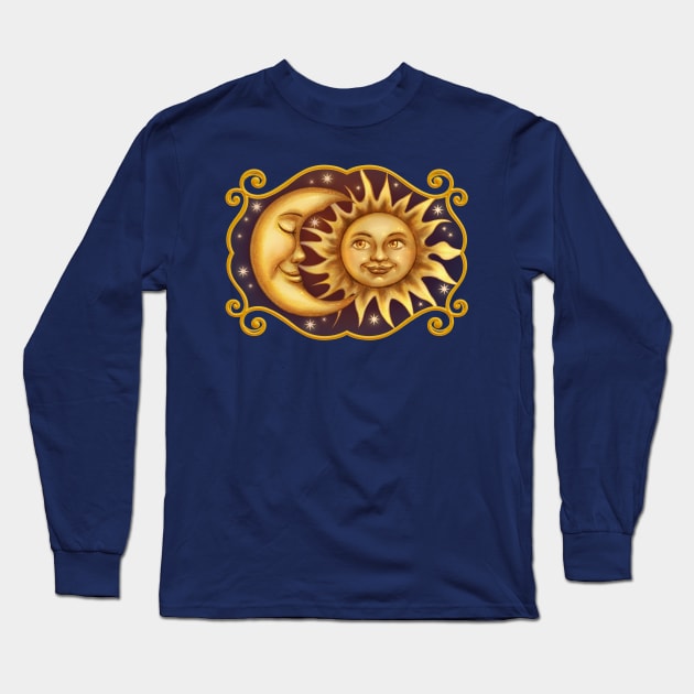 Mystical Sun and Moon Long Sleeve T-Shirt by Ellador